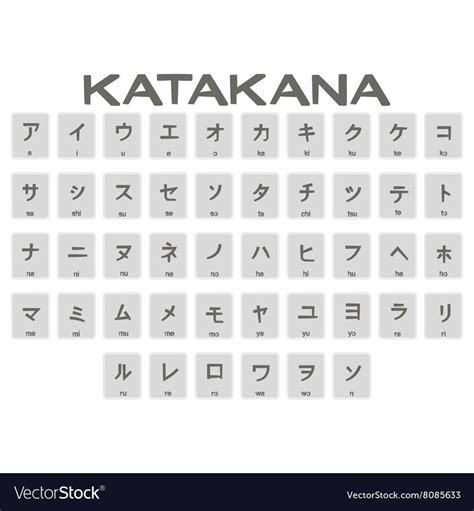 Set Of Monochrome Icons With Japanese Alphabet Katakana For Your Design