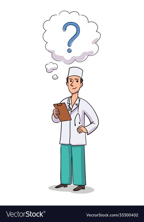 Character Thinking Doctor Royalty Free Vector Image