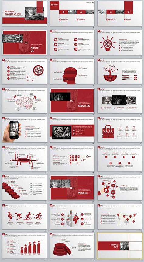 30 Red Business Report Powerpoint Templates Simple Po