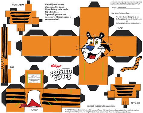 Tony The Tiger Paper Toy Free Printable Papercraft Templates