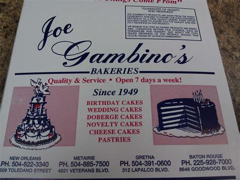 Gambinos Bakery Menu Menu For Gambinos Bakery Metairie New Orleans