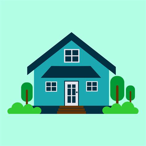 Simple House Exterior Vector Illustration Flat Design With Plants