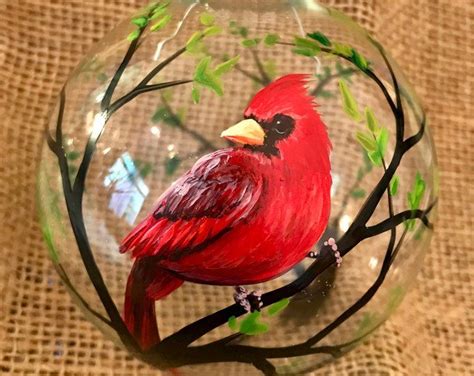 Cardinal Ornament Set Of Two Male Female Red Bird Winter Etsy