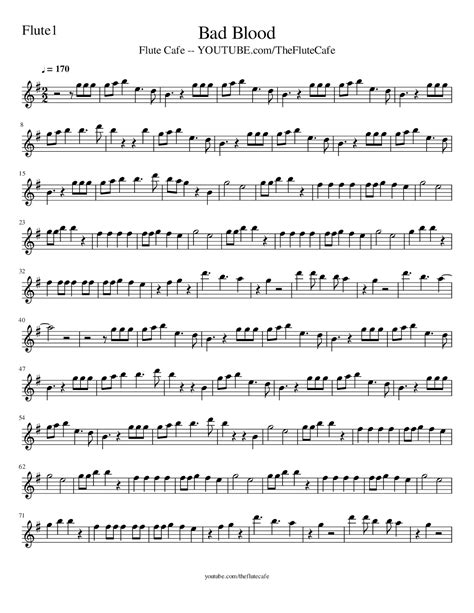 Flute Cafe Bad Blood By Taylor Swift Flute Sheet Music