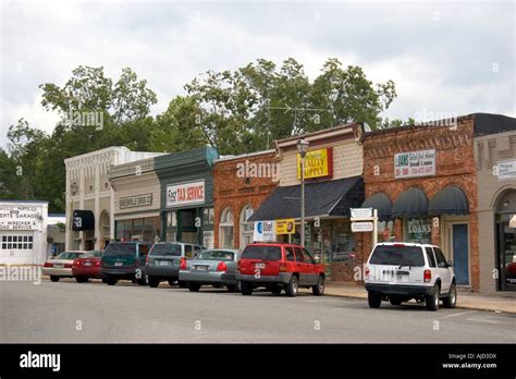 Storefronts In The Small Town Of Greenville Georgia Stock Photo