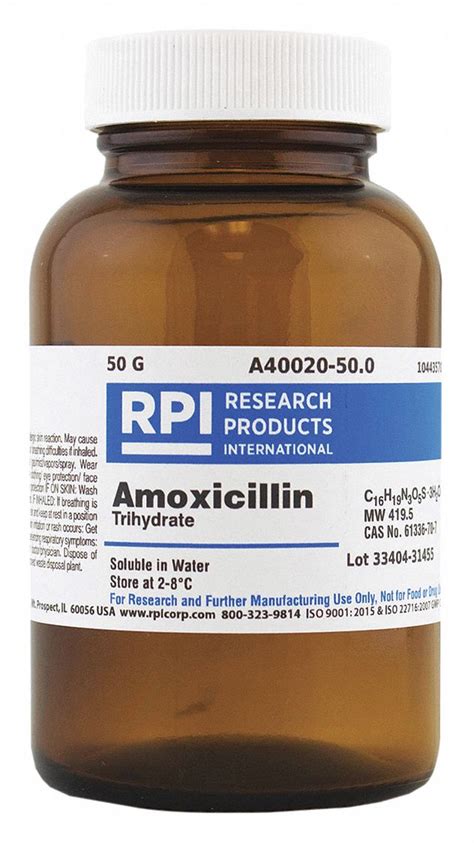 Rpi Amoxicillintrihydrate 50 G Powder 30tx14a40020 500 Grainger