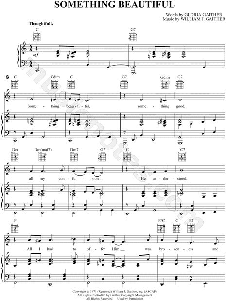 Bill Gaither Trio Something Beautiful Sheet Music In C Major