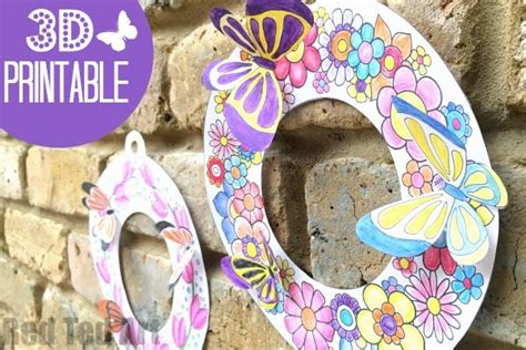 Printable dahlia wreath to color. 3D Spring Wreath Coloring Pages - Red Ted Art - Make ...