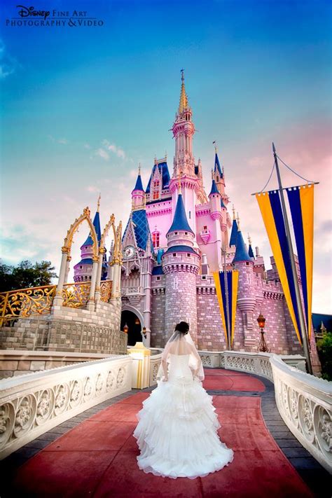 Cinderella Castle At Magic Kingdom During A Bridal Portrait Session
