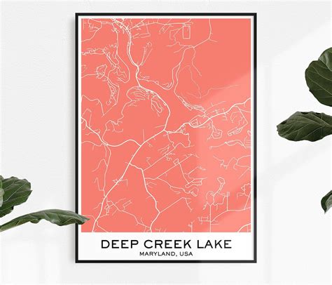 Deep Creek Lake Map Print Map Print Deep Creek Lake City Etsy