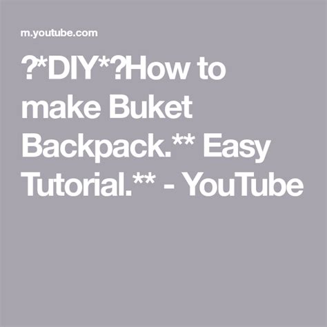 Diy＊how To Make Buket Backpack Easy Tutorial Youtube Sewing