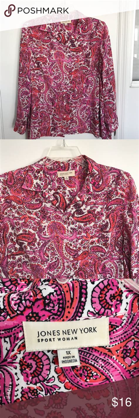 Jones New York Pink Paisley Blouse Size 1x Pink Paisley Jones New