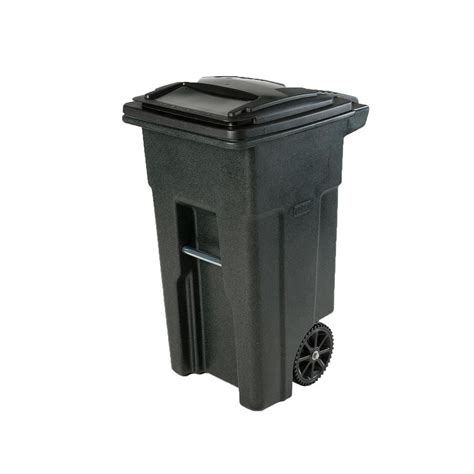 Toter 32 Gal Greenstone Trash Can With Quiet Wheels And Attached Lid