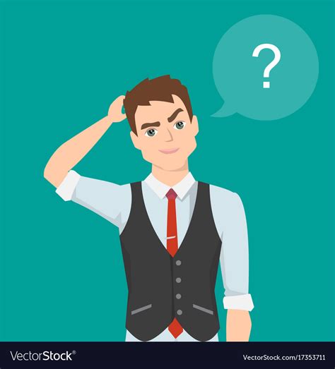 Thinking Man With Question Mark Cartoon Royalty Free Vector