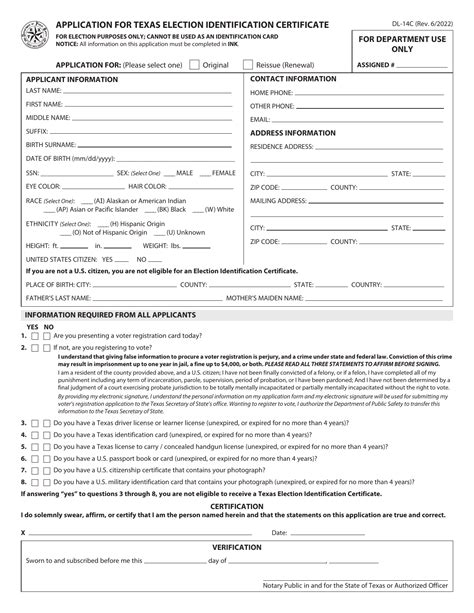 Form Dl 14c Download Fillable Pdf Or Fill Online Application For Texas