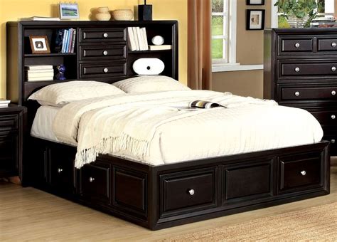 The sleek contemporary lines will create a bold centerpiece in your master bedroom. Yorkville Espresso Cal. King Platform Bookcase Bed from ...