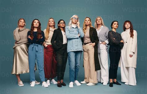 Diverse Group Of Women Standing Together In A Studio Group Of Strong
