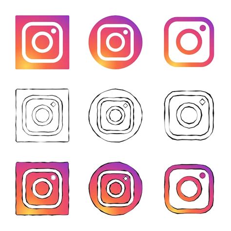 Icono De Conjunto De Redes Sociales De Vector De Instagram Ilustración