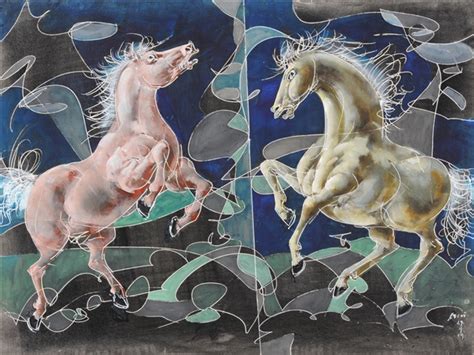 Zwei Steigende Pferde Two Rising Horses By Hans Erni On Artnet