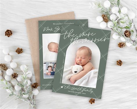 Christmas Birth Announcement | The More The Merrier Christmas Card