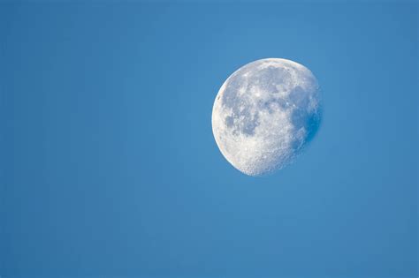 Luminous Moon On Blue Starless Sky · Free Stock Photo