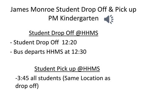 Ppt James Monroe Student Drop Off And Pick Up Procedures Powerpoint