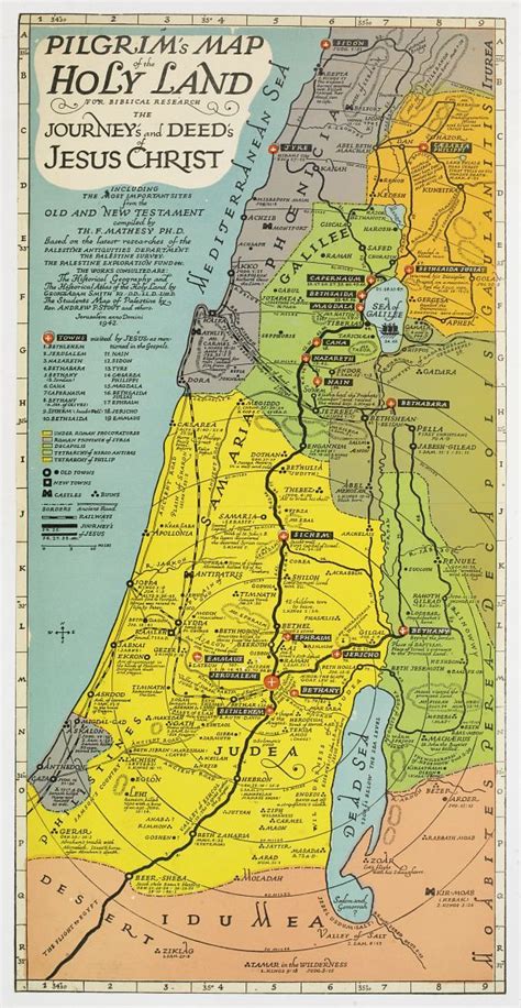 Pilgrams Map Of The Holy Land 1942 Bible Mapping Bible Land Holy