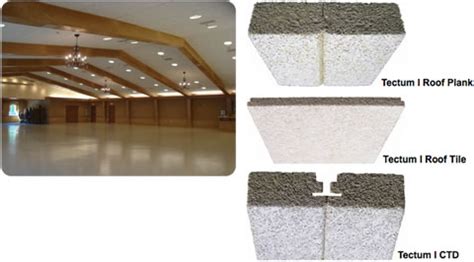 Tectum i is typically used in low slope applications and provides a thermal barrier for field applied foam plastics. Tectum I Acoustical Roof Deck from Tectum Inc. on AECinfo.com