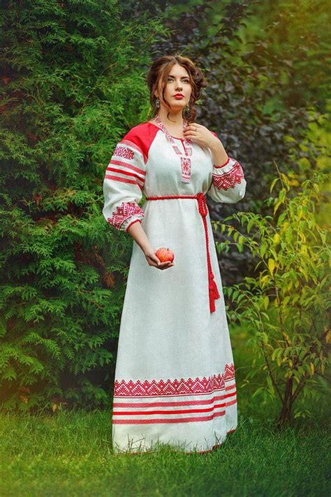 Russian Traditional Folk Dress Linen Embroidered Dress Etsy In 2020