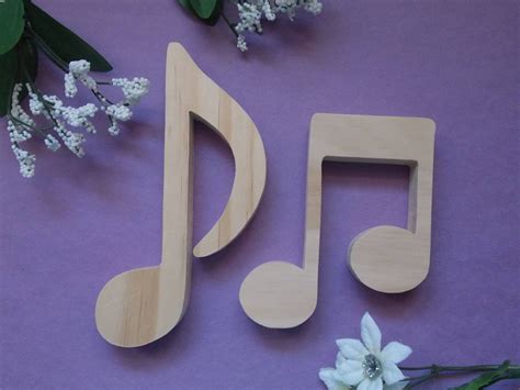 Musical Note Unfinished Diy Wood Decorations Set Of Two Wooden Crafts