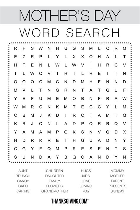 Fun And Free Printable Mothers Day Word Search