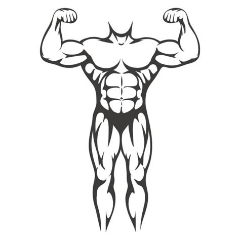 Bodybuilder Flexing His Muscles Silhouette Stock Photos Pictures