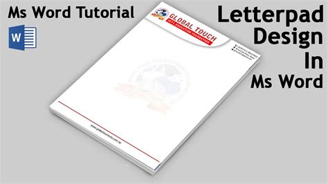 Ms Word Tutorial How To Make Letterhead Design With Watermark In Ms Word Letterpad Design