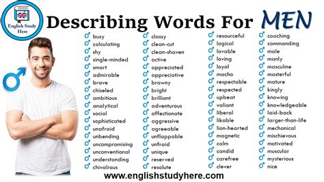By using positive adjectives and negative adjectives, you express your thoughts and help someone. Describing Words For MEN - English Study Here