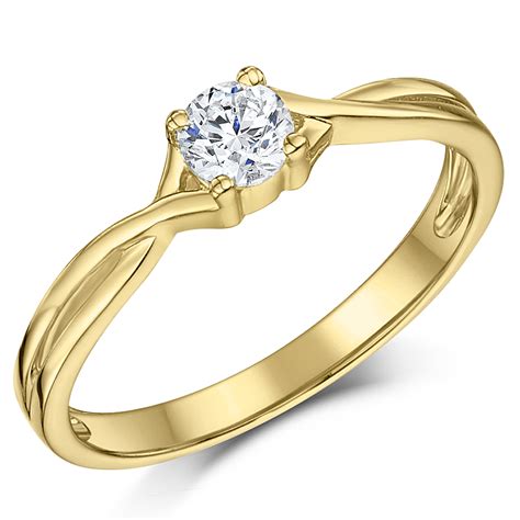 Surprise the love of your life with a beautiful diamond engagement ring from hatton jewellers. 9ct Yellow Gold Third Carat Diamond Solitaire Crossover ...