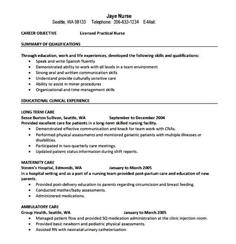 licensed practical nurse resume  samples examples