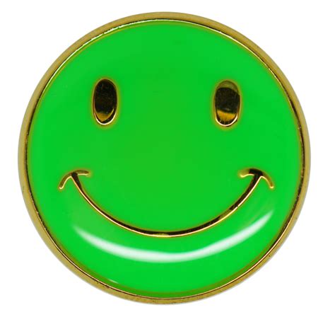 Neon Happy Face Round Badge Gold Plated