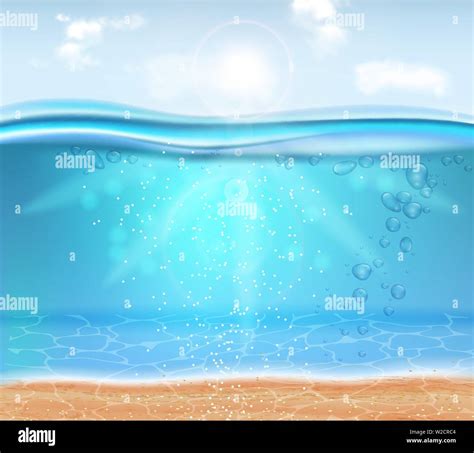 Underwater Vector Realistic Background Sea Party Banner Template