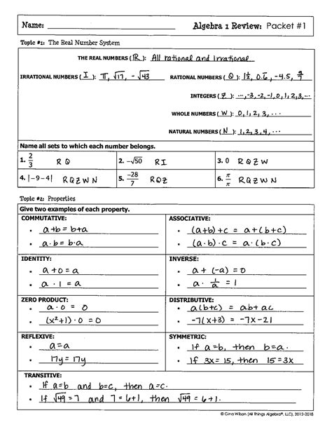 Algebra 1 - Chapter 4 Test Review - Worksheets Library