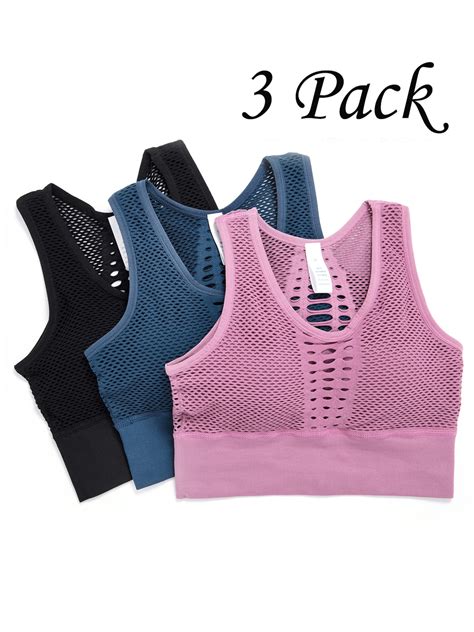3 Pack Of Sexy Hollow Racerback Sports Bra Womens Yoga Sports Bra For Gym Pilates Dancing