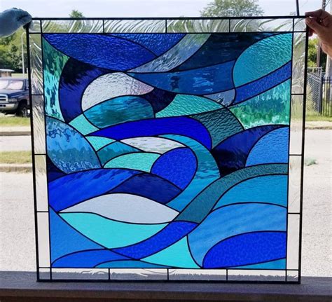 w 358 sophisticated blues 2 stained glass windows etsy in 2020 stained glass stained glass