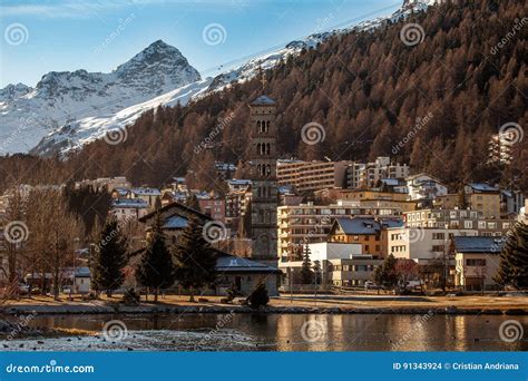 Amazing Mountain Scenery From St Moritz Switzerland Stock Photo