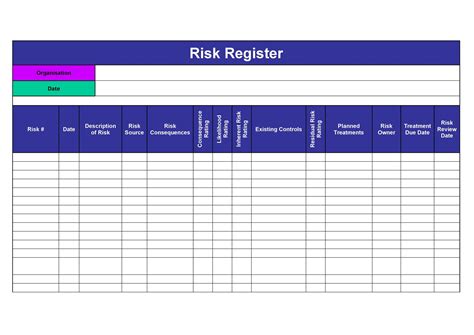 Excel Simple Risk Register Template Risk Log Templates Ms Word The