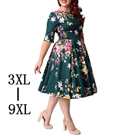 Vintage Floral Dress Plus Size Dresses For Women Large Size 3xl 9xl