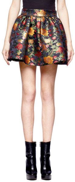 Floral Jacquard Flared Skirt Lyst Flare Skirt Skirts Floral Mini Skirt