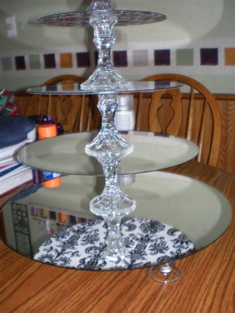 The materials that these bridal artificial bouquets are made from are a good choice for allergic guests. DIY Cupcake stand made from dollar store mirrors and glass ...
