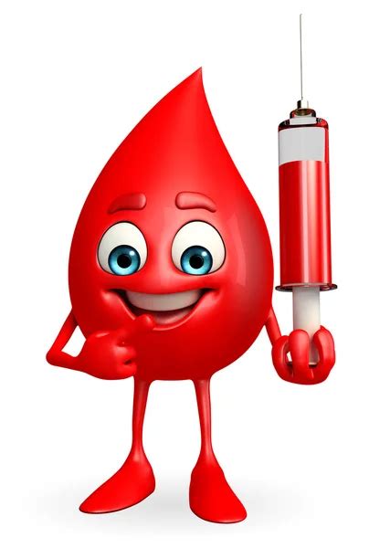 Blood Drop Character With Injection — Stock Photo © Pixdesign123 55561601