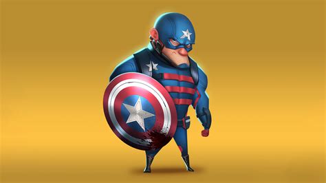 Captain America Minimal Cartoon Art 4k Wallpaperhd Superheroes