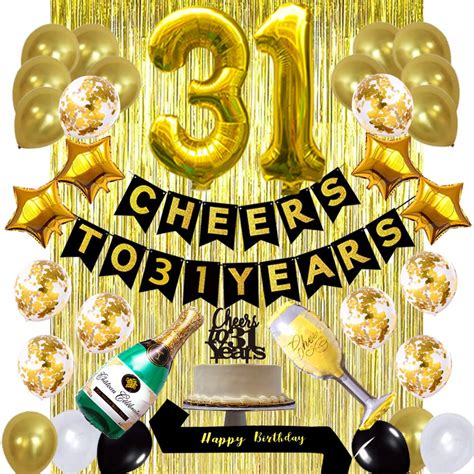 Buy Gold 31st Birthday Decorations Kit Cheers To 31 Years Banner
