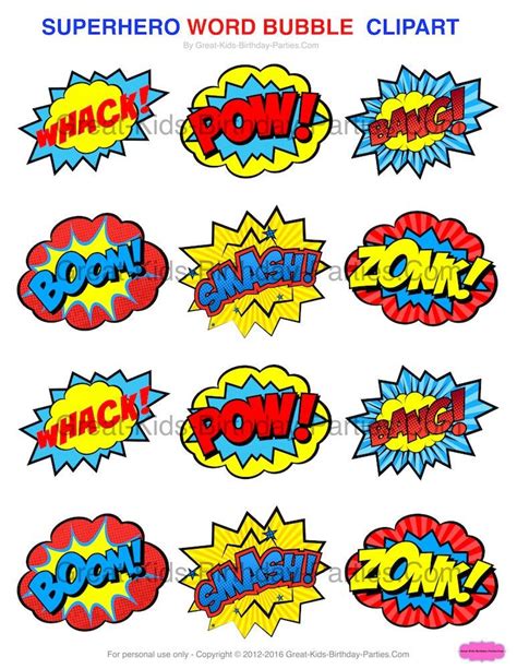 Superhero Word Bubbles Superhero Bubble Superhero Party Comic Word